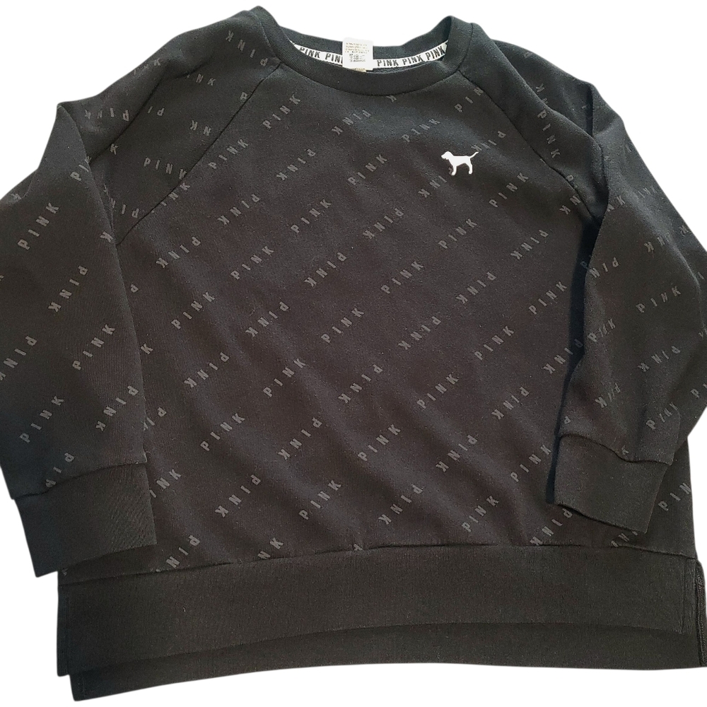 PINK Victoria's Secret Black Crewneck Sweater Size Medium